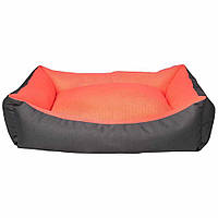 Лежак для собак и котов прямоугольный с бортиками (серый/помаран) DONDURMA 95*70*22 см XL