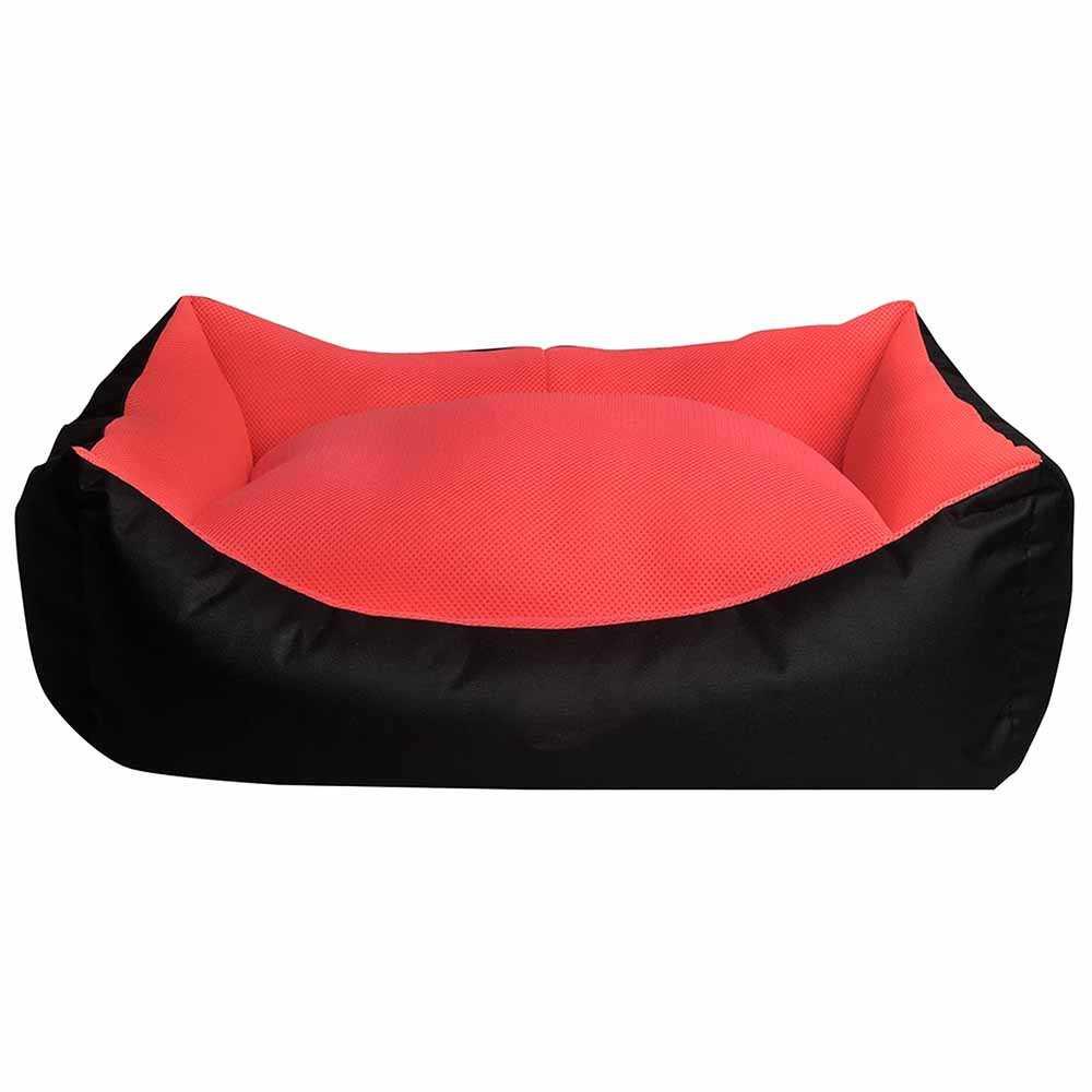 Лежак для собак та котів прямокутний з бортиками (чорний/корал) DONDURMA 78*60*22 см L