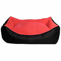 Лежак для собак и котов прямоугольный с бортиками(черный/коралл) DONDURMA 78*60*22 см L