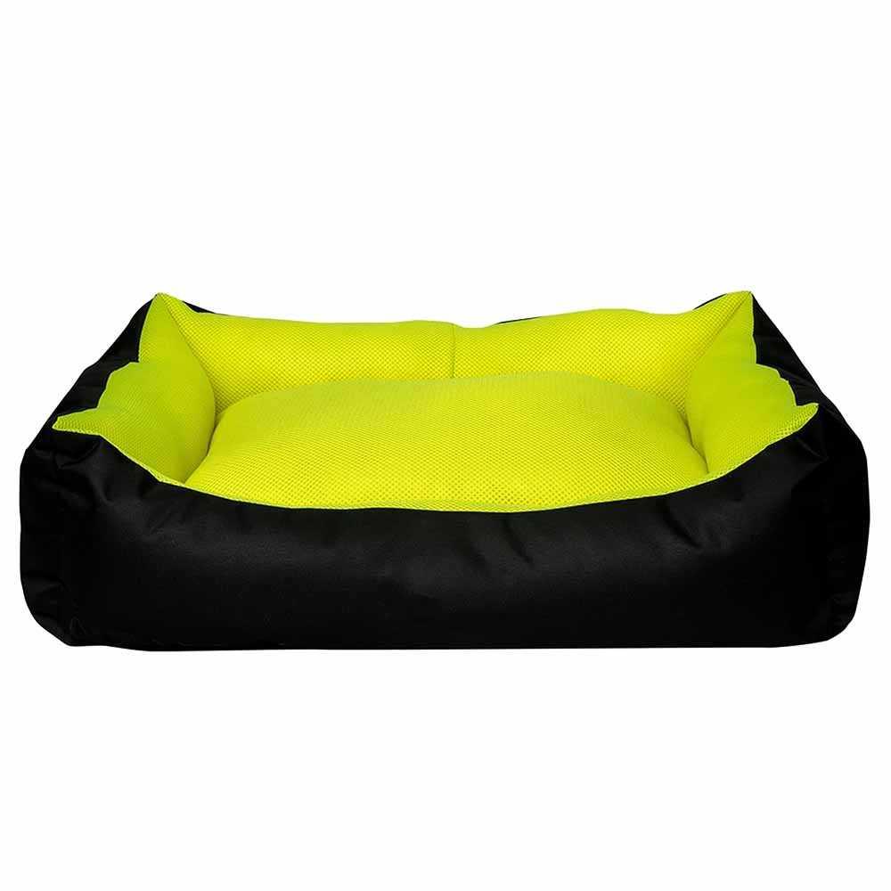 Лежак для собак та котів прямокутний з бортиками (чорний/лимон) DONDURMA 50*38*19 см S