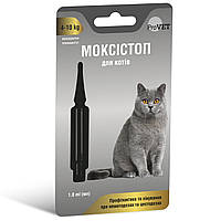 Капли Моксистоп для кошек от 4 до 10 кг 1 пипетка 1,0 мл на холку для лечения и профилактики гельминтозов