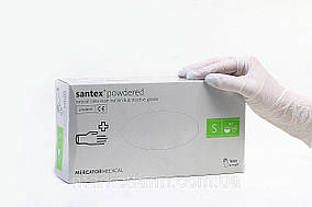 Рукавички оглядові нестерильні латексні опудрені Santex powdered S  (50 пар / уп)