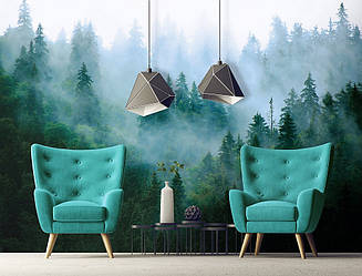 Флізелінові фотошпалери 416 x 254 см Природа - Ліс у тумані в холодних тонах (13757VEXXXL) Найкраща якість