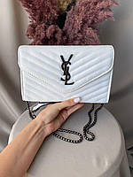 Женская сумка Yves Saint Laurent, кожаная через плечо белая женская сумочка сен лоран