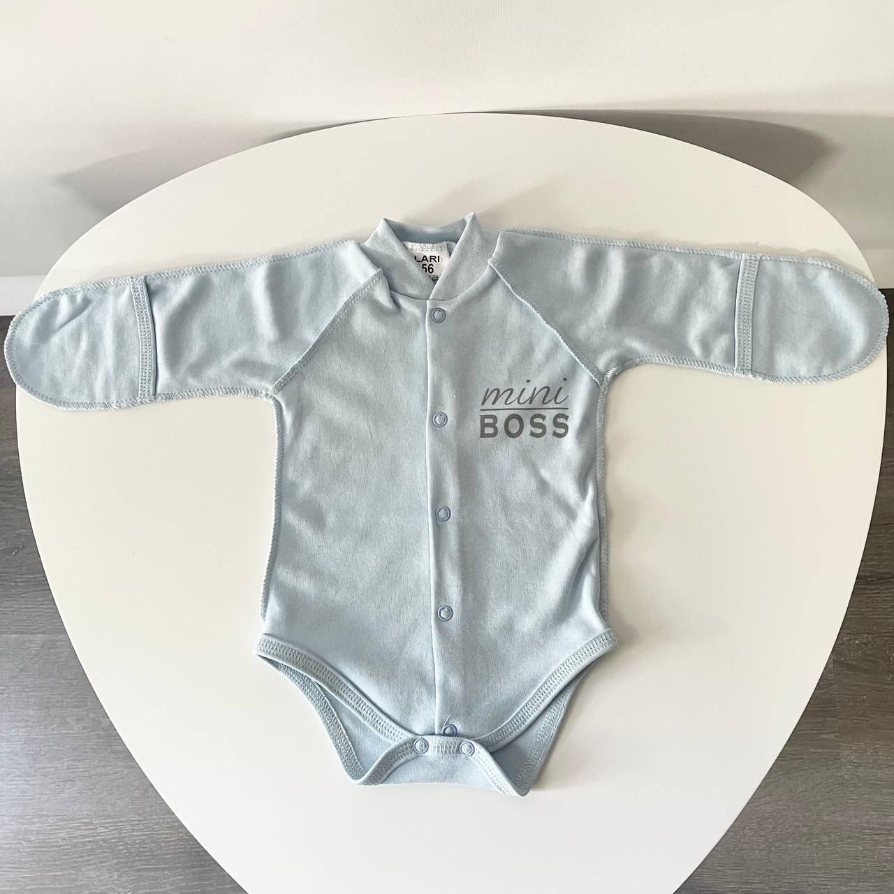 Боді для новонароджених малюків із зовнішніми швами бавовна Mini Boss зріст 56 см Lari Сірий
