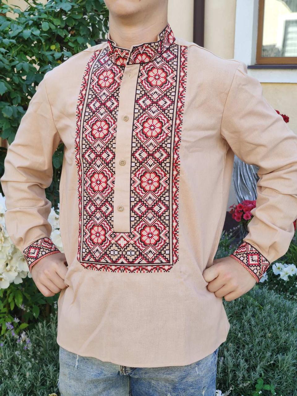 Чоловіча сорочка-вишиванкана на льоні 42-52 розміри, фото 1