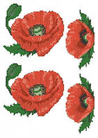 Флізелін водорозчинний пришивний з малюнком: Червоні маки
