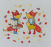 Флізелін водорозчинний пришивний з малюнком: Лисята