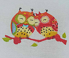 Флізелін водорозчинний пришивний із малюнком: Совоньки