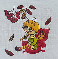 Флізелін водорозчинний пришивний з малюнком: Дівчинка з рябіною