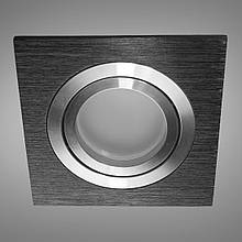 Точковий поворотний квадратний світильник чорний із сріблом алюміній 92 мм