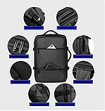 Рюкзак чоловічий міський дорожній з відділом для ноутбука, USB-портом. Рюкзак сумка ділова (чорний), фото 6