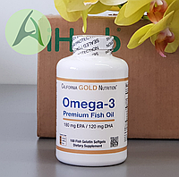 California Gold Nutrition, омега-3, рыбий жир премиального качества, 180 мг ЭПК / 120 мг ДГК, 100 капсул