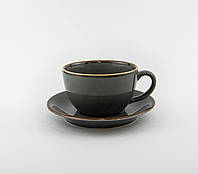 Набор чайный чашка с блюдцем 16см Porland Seasons Dark Grey 222134 320мл Чайная чашка с блюдцем Фарфор