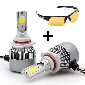 Комплект LED ламп C6 H11 2 шт + Подарунок Окуляри антифари / Автомобільні лампи, 36W