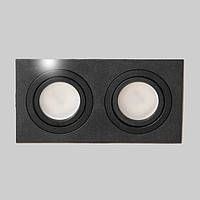 Точечный поворотный светильник черного цвета 2 лампы алюминий 175х92 мм