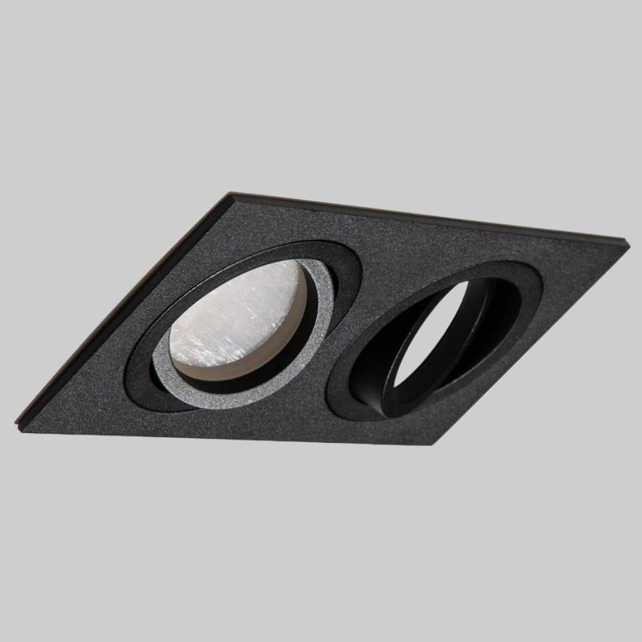 Точковий поворотний світильник чорного кольору 2 лампи алюміній 175х92 мм