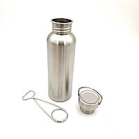 Туристическая бутылка для воды BU01 750мл, серебристый. фляга для бушкрафта.