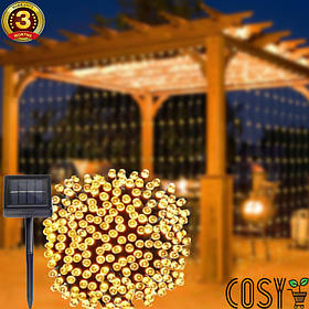 Гарна Гірлянда для Саду на Сонячній Батарі. Світильники 200 Світлодіодів 8 режимів LED-лампочки.