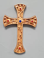 Хрест різьблений з дерева Інкрустація, 12.6 x 18.5 см