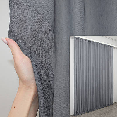 Готова тюль (3х2,5м.), "Fortuna", однотонна. Колір темно-сірий. Код 1315т 43-098