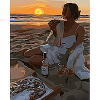 Картина по номерам Ужин на море, GS848, набор для росписи Strateg, живопись на холсте, творчество