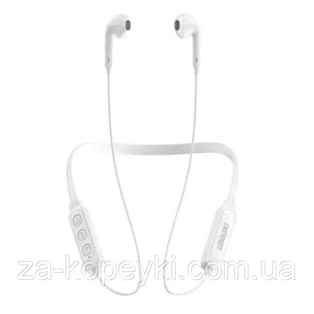 Бездротові bluetooth навушники з мікрофоном для бігу та спорту DENMEN DL01 чорні/білі