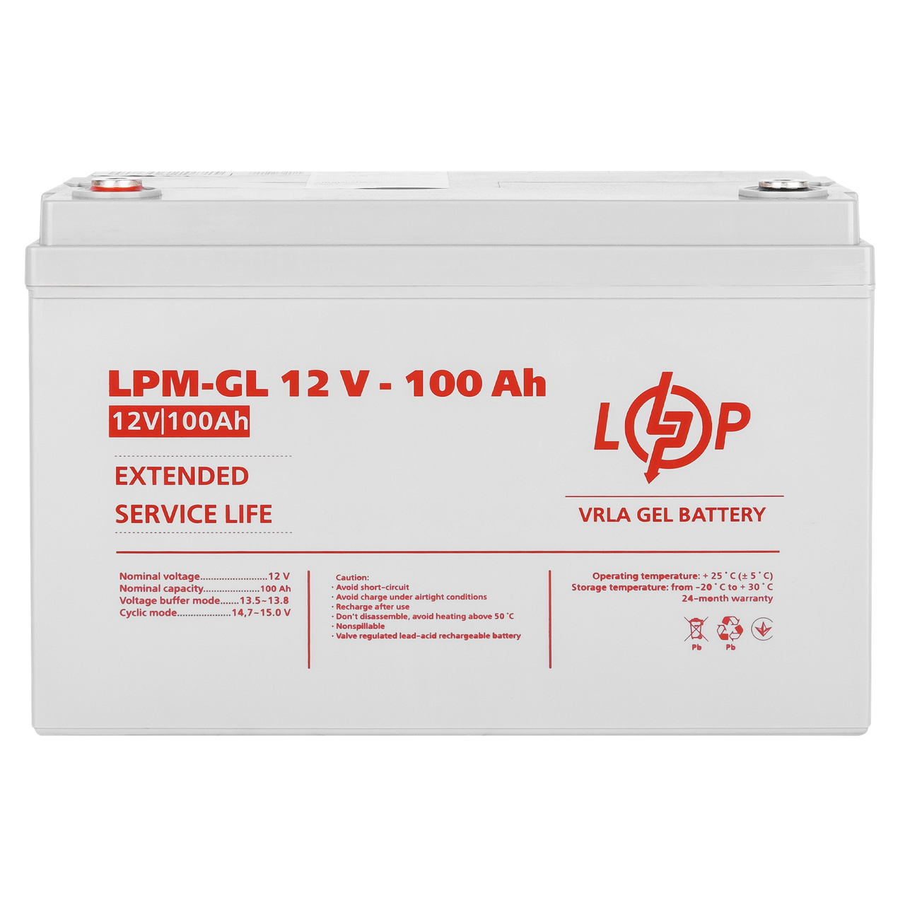 Акумулятор гелевий LPM GEL 12 вольт 100 ампер (1280 Wh) для котла інвертора та ДБЖ безперебійника
