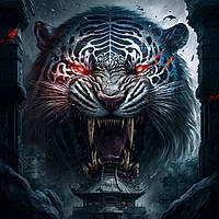 Алмазний живопис 5D темне фентезі 20х25 см Тигр