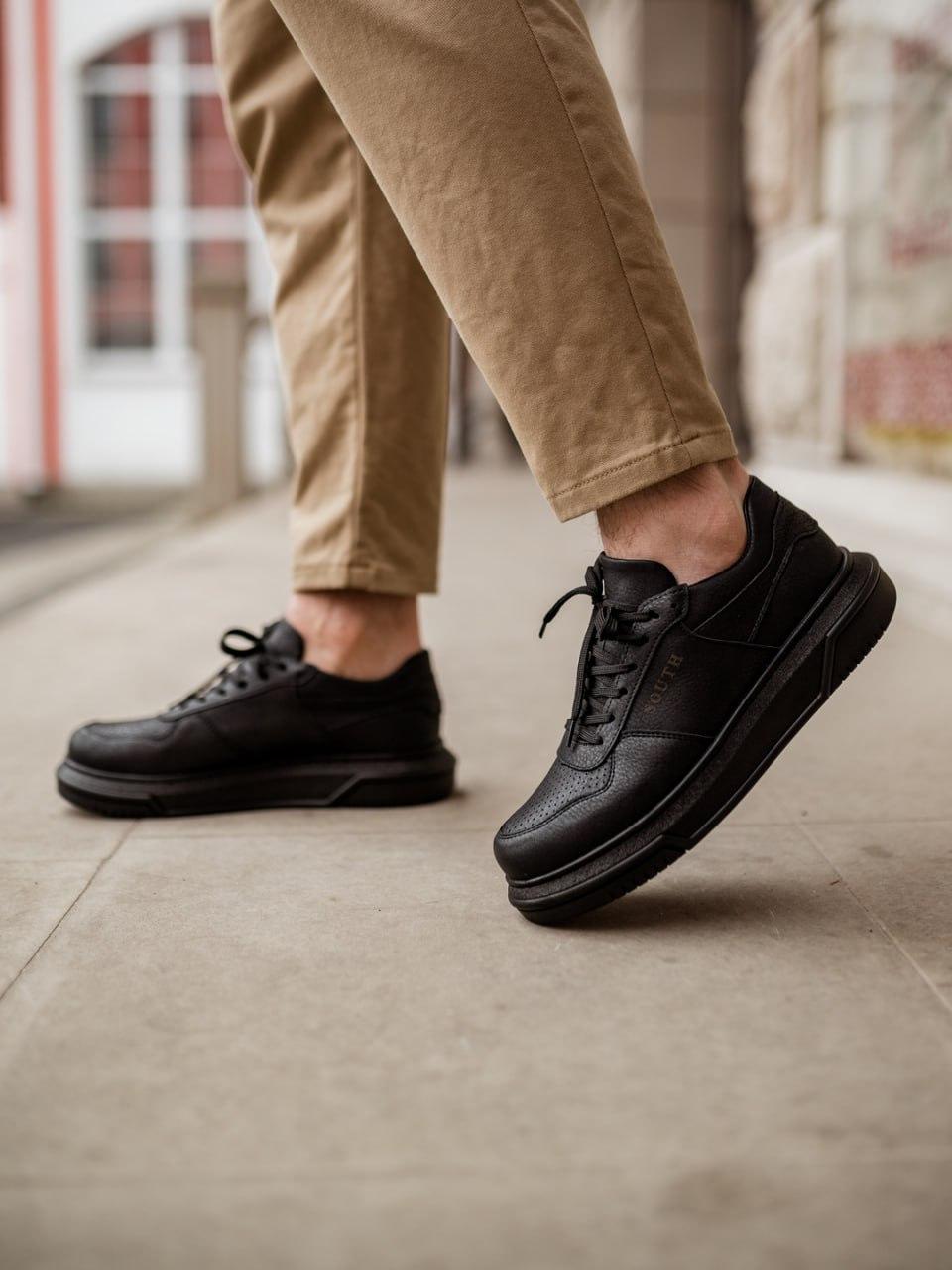 Мужские черные прошитые кроссовки на лето, подростковые стильные кожаные кроссовки для мужчин - фото 3 - id-p1907677656
