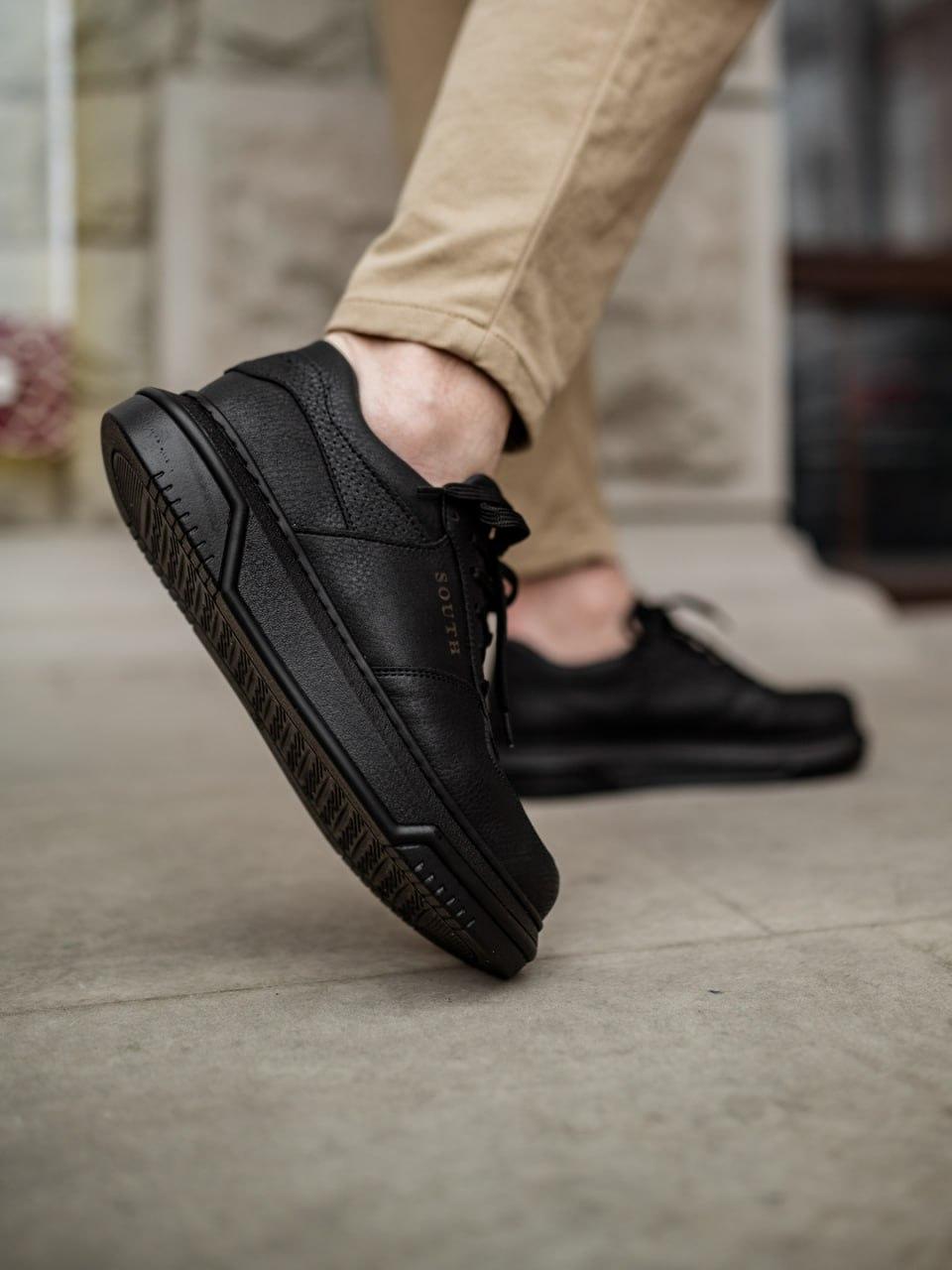 Мужские черные прошитые кроссовки на лето, подростковые стильные кожаные кроссовки для мужчин - фото 5 - id-p1907677656