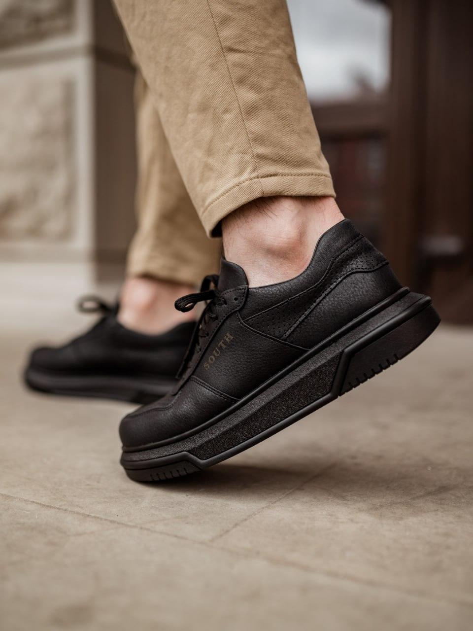Мужские черные прошитые кроссовки на лето, подростковые стильные кожаные кроссовки для мужчин - фото 6 - id-p1907677656