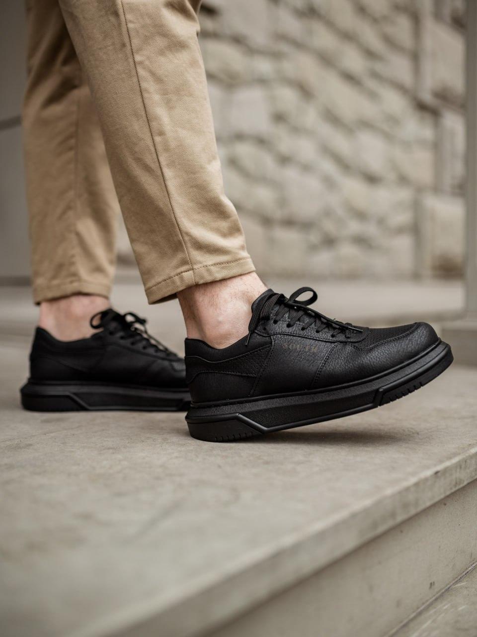 Мужские черные прошитые кроссовки на лето, подростковые стильные кожаные кроссовки для мужчин - фото 7 - id-p1907677656