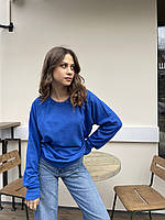 Женский свитшот свитер реглан синий оверсайз S