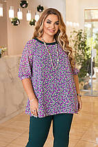 Брючний батальний ошатний жіночий костюм блуза та вузькі штани батал, фото 3