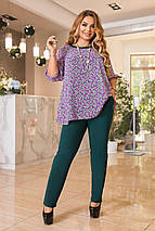 Брючний батальний ошатний жіночий костюм блуза та вузькі штани батал, фото 2