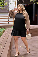 Сукня Sofia 8654 кольору мокко  з супер-м'якою тканиною та шифоновими рукавами