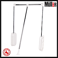 Гардеробний ліфт Пантограф Muller 600-830мм з газовим амортизатором, для шаф шириною від 68 до 100см, метал хром + білий