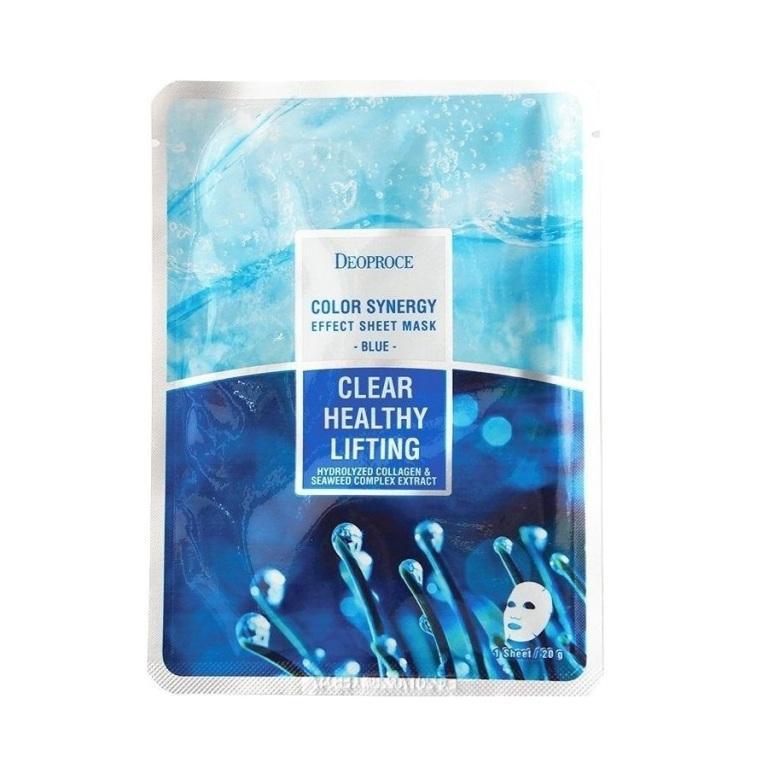 Тканинна маска для обличчя з морськими екстрактами та колагеном DEOPROCE Color Synergy Effect Sheet Mask Blue