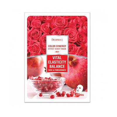 Тканинна маска для обличчя з екстрактами троянди та граната DEOPROCE Color Synergy Effect Sheet Mask Red 20g