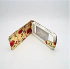 Чохол-фліп універсальний CMA Flip Cover Big Flowers 4.5"(L) Khaki Gold-Red, фото 4