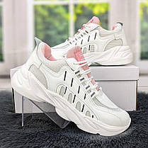 Кросівки жіночі білі з рожевим на пінковій підошві 4197, фото 5