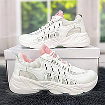 Кросівки жіночі білі з рожевим на пінковій підошві 4197, фото 3