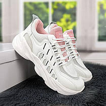 Кросівки жіночі білі з рожевим на пінковій підошві 4197, фото 2