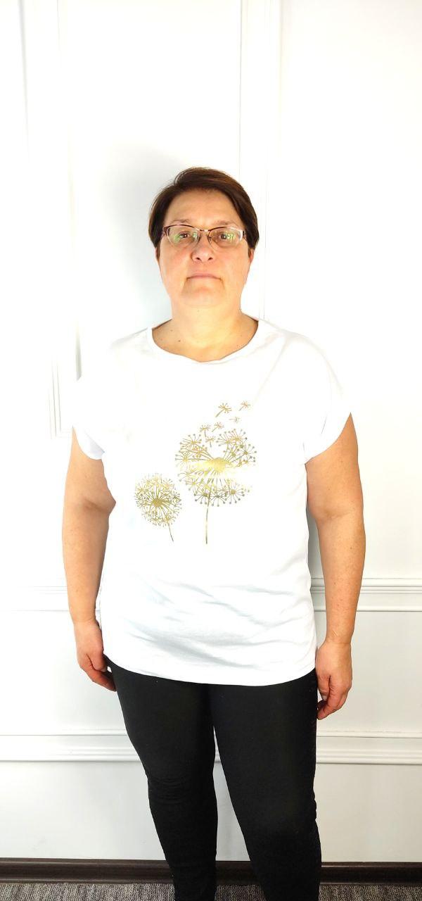 Футболка женская батал 52-54 56-58 60-62 одуванчик Белый (ID#1907705406 ...