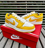 Чоловічі кросівки Nike Air Jordan 1 Low yellow найк аир джордан низкие желтые кожаные