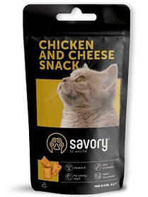 Ласощі для котів Savory Cats Snacks Pillows Gourmand with Chicken & Cheese із куркою та сиром 60г