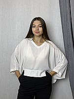 Сорочка жіноча з рукавами "летюча миша" біла Modna KAZKA MKTRG0540-1