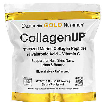 Морський колаген California Gold Nutrition CollagenUP гіалуронова кислота та вітамін C 464 г