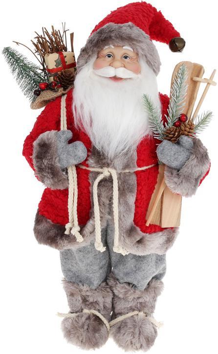 М'яка іграшка "Санта з Лижами" 20.5х13х46см greenpharm, червоний з сірим, фото 1